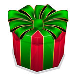 Red gift box with green bow