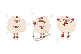 Funny santa sheeps, symbol of new year 2015
