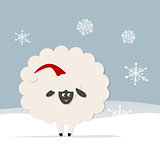Funny sheep santa, symbol of new year 2015