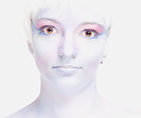 Woman with White Wig and Fantastic Makeup