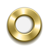 Gold donut button template with metal texture.