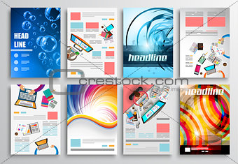 Set of Flyer Design, Web Templates. Brochure Designs, Technology Backgrounds