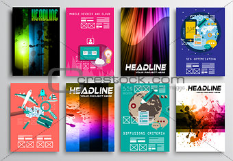 Set of Flyer Design, Flat User Interface. Brochure Designs