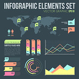 flat style infographic elements set with diagrams