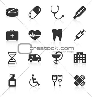 Set of medical icons on white background