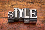 style word in  metal type