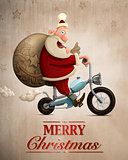 Santa Claus motorcycle delivery Greeting card