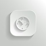 Clock icon - vector white app button with shadow
