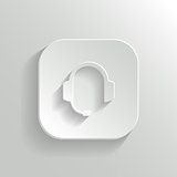 Headphones with microphone icon - vector white app button