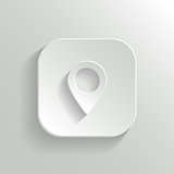 Map pointer icon - vector white app button