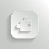 Puzzle icon - vector white app button