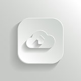Cloud upload icon - vector white app button