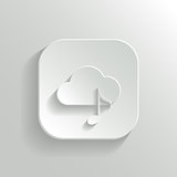 Cloud music icon - vector white app button