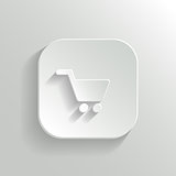 Shopping cart icon - vector white app button