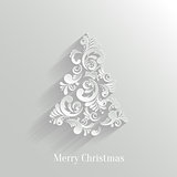 Absrtact Floral Christmas Tree Background, Trendy Design Template