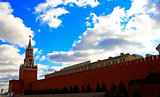 Spasskaya clock tower in the Kremlin Red Square Moscow