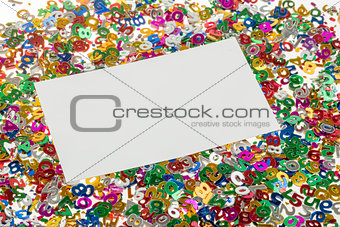small color numbers confetti and empty card