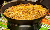 Asian noodles in wok