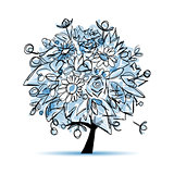 Frozen winter tree floral for your design