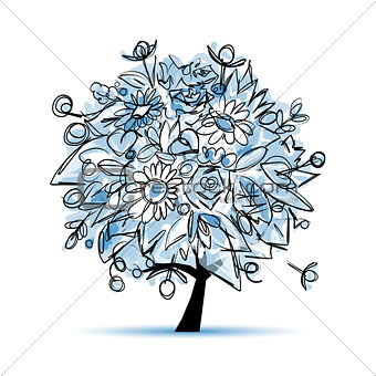 Frozen winter tree floral for your design