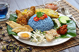 Nasi kerabu, rice salad, malay cuisine, kelantanese cuisine