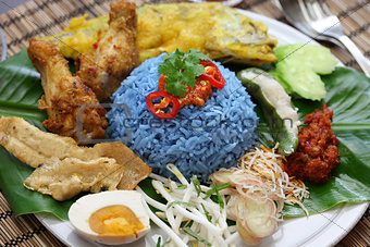 Nasi kerabu, rice salad, malay cuisine, kelantanese cuisine