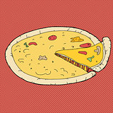 Pizza Over Red Background