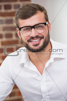 Close up portrait of smiling businessman