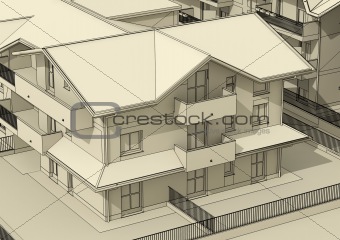 generic house, rendering in cartoon style