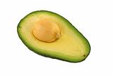 Isolated avocado half with pit