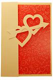 Valentine card with two hearts and arrow