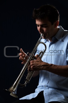 Playing the trumpet