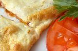 flat omelet with tomato slice