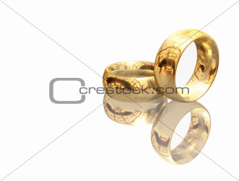 Two wedding ring on a white background