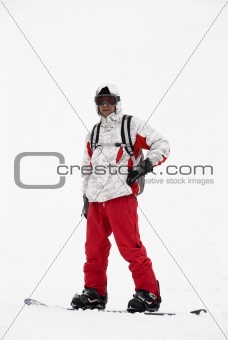 Young man on snowboard