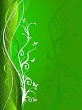 Vector of grunge floral elements on green background