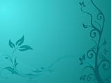 Vector wallpaper of flowers and tree on turquoise background