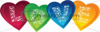 LOVE and colorful Heart Shape