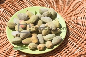 Plate of green almond