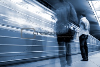 Subway. Underground station, motion blur.