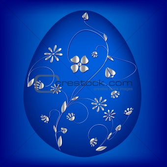Blue floral easter egg