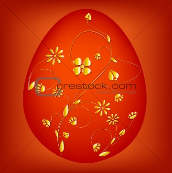 Red floral easter egg