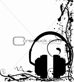Abstract grunge headphone background
