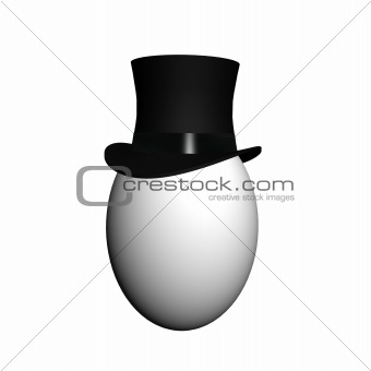 Single egg wearing a Classic black top hat