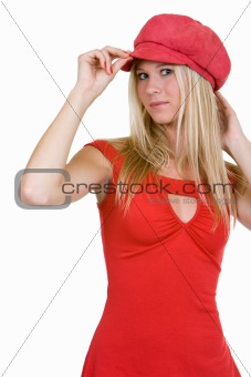 Pretty young woman in red