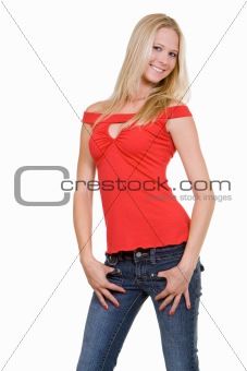 Happy casual young woman