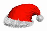 3D render of isolated red Santa hat with white fur