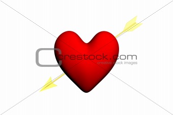 Render of a Red heart with two arrows