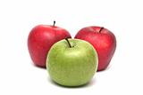Three tasty apples on a white background
