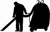 vector image of cleaner at work